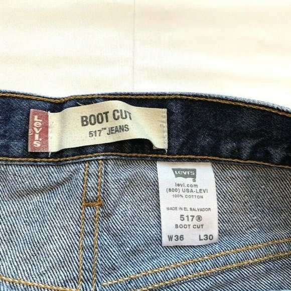 Levi's 517 Boot Cut Jeans Mens 36x30 Dark Blue Denim Red Tab - Picture 6 of 12